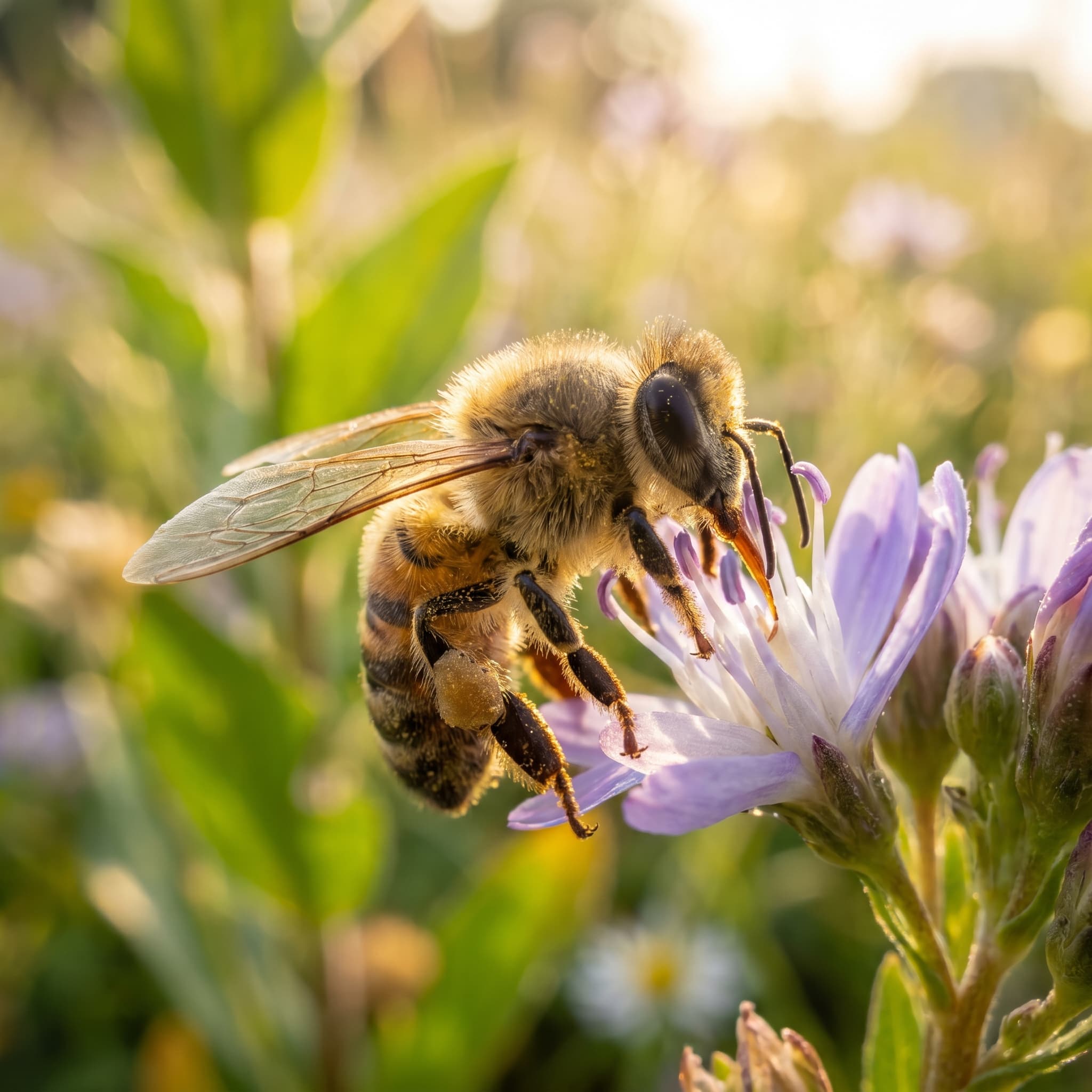 A honeybee on a wildflower